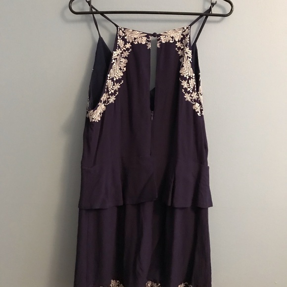 Ark and Co. Navy Embroidered Peplum Romper - Picture 4 of 5